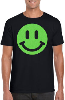 Bellatio Decorations Verkleed shirt heren - smiley - zwart - carnaval/foute party - feestkleding L