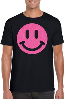 Bellatio Decorations Verkleed shirt heren - smiley - zwart - carnaval/foute party - feestkleding M