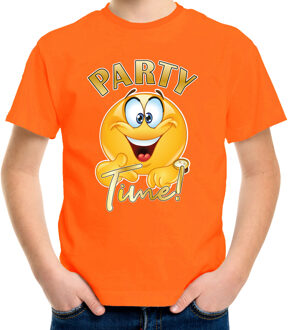 Bellatio Decorations Verkleed shirt jongens - Party Time - oranje - carnaval - voor kinderen L (146-152)