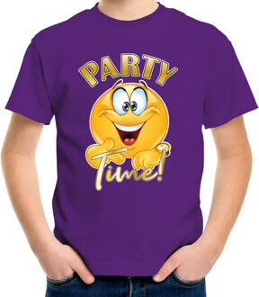 Bellatio Decorations Verkleed shirt jongens - Party Time - paars - carnaval - voor kinderen XS (110-116)