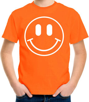 Bellatio Decorations Verkleed shirt jongens - smiley - oranje - carnaval - feestkleding voor kinderen XS (110-116)