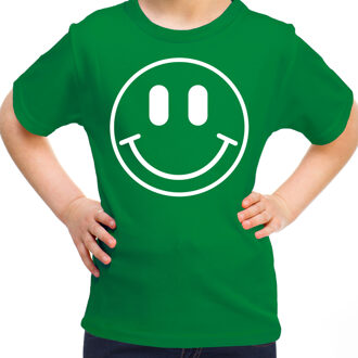 Bellatio Decorations Verkleed shirt meisjes - smiley - groen - carnaval - feestkleding voor kinderen L (146-152)