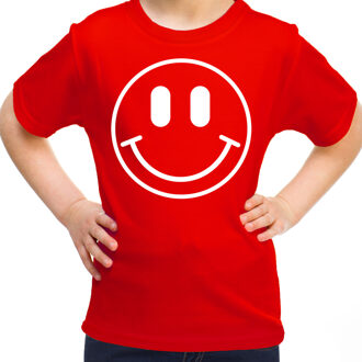 Bellatio Decorations Verkleed shirt meisjes - smiley - rood - carnaval - feestkleding voor kinderen L (146-152)