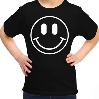 Bellatio Decorations Verkleed shirt meisjes - smiley - zwart - carnaval - feestkleding voor kinderen L (146-152)