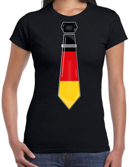 Bellatio Decorations Verkleed shirt voor dames - stropdas Duitsland - zwart - supporter - themafeest 2XL