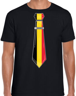 Bellatio Decorations Verkleed shirt voor heren - stropdas Belgie - zwart - supporter - themafeest 2XL