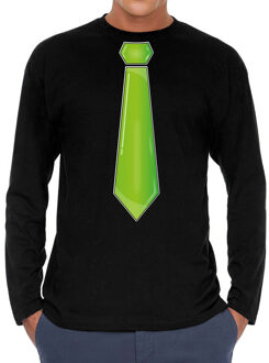 Bellatio Decorations Verkleed shirt voor heren - stropdas groen - zwart - carnaval - foute party 2XL