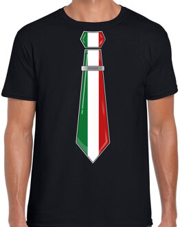 Bellatio Decorations Verkleed shirt voor heren - stropdas Italie - zwart - supporter - themafeest 2XL