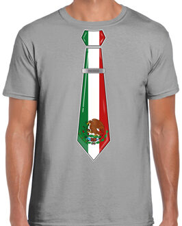 Bellatio Decorations Verkleed shirt voor heren - stropdas Mexico - grijs - supporter - themafeest 2XL