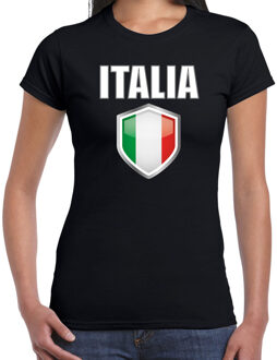 Bellatio Decorations Verkleed supporters T-shirt voor dames - Itali? landen supporters - zwart - fan T-shirt - aanmoedige