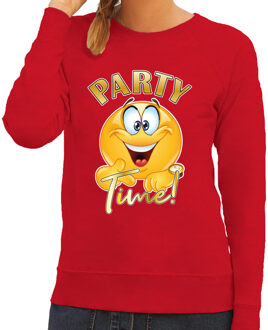 Bellatio Decorations Verkleed sweater voor dames - party time emoji - rood - themafeesten/carnaval 2XL