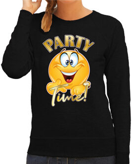 Bellatio Decorations Verkleed sweater voor dames - party time emoji - zwart - themafeesten/carnaval S