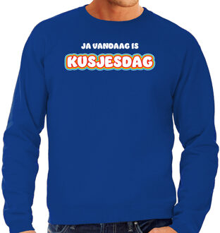 Bellatio Decorations Verkleed sweater voor heren - kusjesdag - blauw - carnaval - foute party 2XL