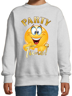 Bellatio Decorations Verkleed sweater voor kinderen - party time emoji - grijs - themafeesten/Carnaval 7-8 jaar (122/128)