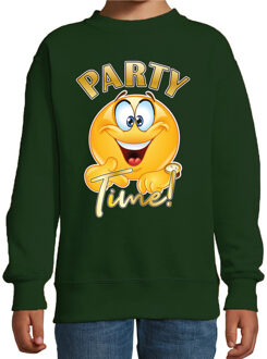 Bellatio Decorations Verkleed sweater voor kinderen - party time emoji - groen - themafeesten/Carnaval 5-6 jaar (110/116)