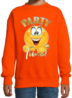 Bellatio Decorations Verkleed sweater voor kinderen - party time emoji - oranje - themafeesten/Koningsdag 7-8 jaar (122/128)