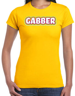 Bellatio Decorations Verkleed t-shirt dames - gabber - geel - foute party/carnaval - vriend/maat 2XL