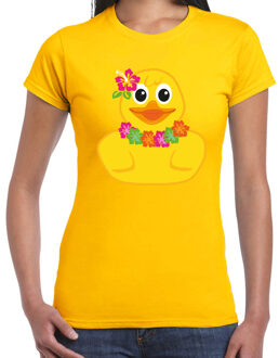 Bellatio Decorations Verkleed T-shirt dames - geel - badeend tropical - foute party/themafeest XS