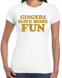 Bellatio Decorations Verkleed T-shirt dames - gingers more fun -? wit - glitter goud - themafeest fout/goud/stout S