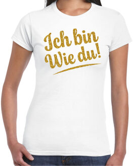 Bellatio Decorations Verkleed T-shirt dames - ich bin wie du -? wit - glitter goud - foute party L