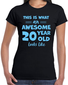 Bellatio Decorations Verkleed T-shirt dames - leeftijd 20 jaar - awesome - zwart 2XL