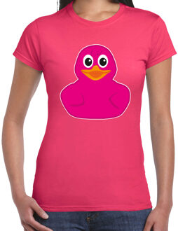 Bellatio Decorations Verkleed T-shirt dames - roze - eend - Carnaval/themafeesten M