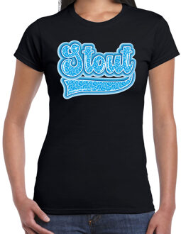 Bellatio Decorations Verkleed T-shirt dames - Stout - zwart - blauw panter look - fout/goud/stout L