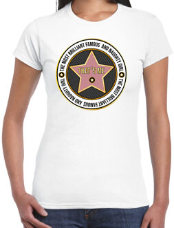 Bellatio Decorations Verkleed T-shirt dames - wit -? Most brilliant and famous?- fout/goud/stout