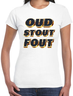 Bellatio Decorations Verkleed T-shirt dames - wit - OUD - thema party fout/goud/stout S