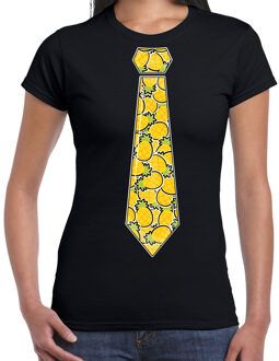 Bellatio Decorations Verkleed T-shirt dames - zwart - ananas stropdas - foute party/themafeest S