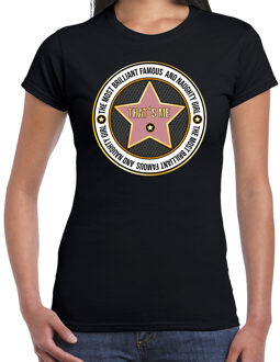 Bellatio Decorations Verkleed T-shirt dames - zwart -? Most brilliant and famous?- fout/goud/stout L