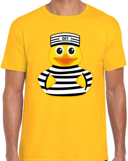 Bellatio Decorations Verkleed T-shirt heren - geel - badeend boef - foute party/themafeest M