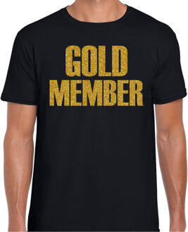 Bellatio Decorations Verkleed T-shirt heren - gold member -? zwart - glitter goud - fout/goud/stout L