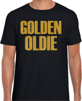 Bellatio Decorations Verkleed T-shirt heren - golden oldie -? zwart - glitter goud - fout/goud/stout