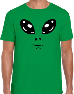 Bellatio Decorations Verkleed T-shirt heren - groen - Alien / buitenaards wezen gezicht - Carnaval S