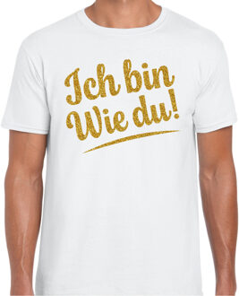 Bellatio Decorations Verkleed T-shirt heren - Ich bin wie du! - wit - glitter goud - foute party L