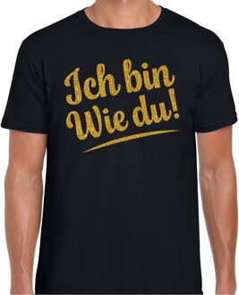 Bellatio Decorations Verkleed T-shirt heren - Ich bin wie du! - zwart - glitter goud - foute party S