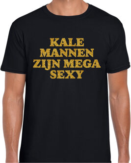 Bellatio Decorations Verkleed T-shirt heren - kale mannen sexy -? zwart - glitter goud - fout/goud/stout 2XL