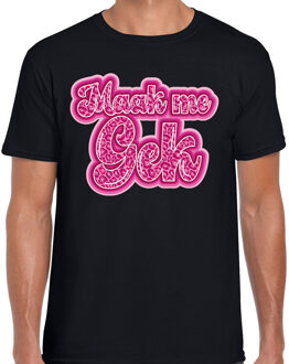 Bellatio Decorations Verkleed T-shirt heren - maak me gek - roze panter look letters - thema fout/goud/stout L