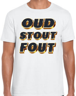 Bellatio Decorations Verkleed T-shirt heren - OUD - wit - themafeest fout/goud/stout 2XL