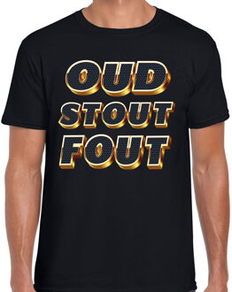 Bellatio Decorations Verkleed T-shirt heren - OUD - zwart - themafeest fout/goud/stout L