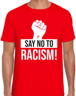 Bellatio Decorations Verkleed T-shirt heren - Say no to racism - rood - protest t-shirt - demonstratie shirt M