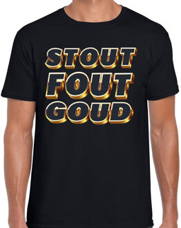 Bellatio Decorations Verkleed T-shirt heren - STOUT - zwart - themafeest fout/goud/stout S