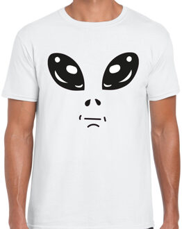 Bellatio Decorations Verkleed T-shirt heren - wit - Alien / buitenaards wezen gezicht - Carnaval