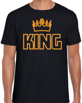 Bellatio Decorations verkleed t-shirt Koningsdag - king kroontje - heren - zwart 2XL - Feestshirts