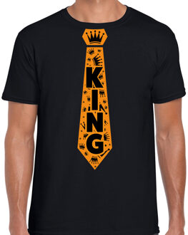 Bellatio Decorations verkleed t-shirt Koningsdag - king stropdas - heren - zwart 2XL - Feestshirts