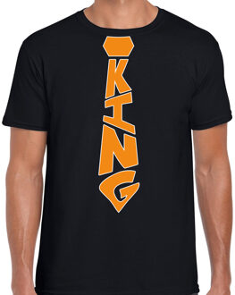 Bellatio Decorations verkleed t-shirt Koningsdag - king stropdas - heren - zwart 2XL - Feestshirts