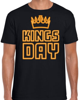 Bellatio Decorations Verkleed t-shirt Koningsdag - kingsday - kroon - zwart 2XL - Feestshirts Oranje