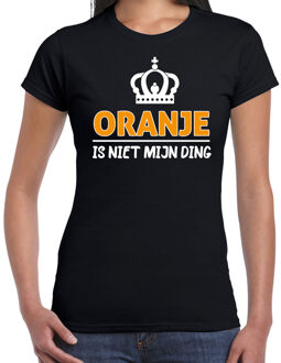 Bellatio Decorations Verkleed t-shirt Koningsdag - oranje is niet mijn ding- dames - zwart 2XL - Feestshirts