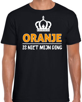 Bellatio Decorations verkleed t-shirt Koningsdag - oranje is niet mijn ding - heren - zwart 2XL - Feestshirts